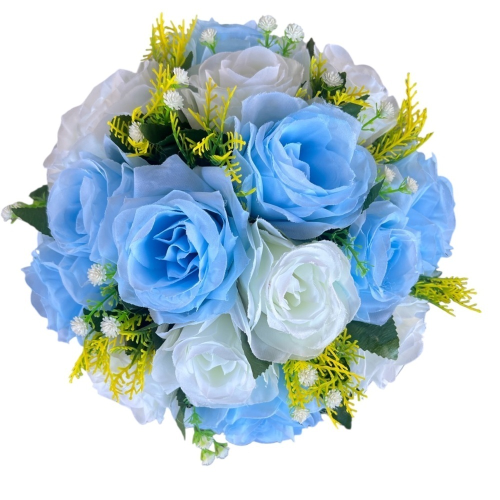 Bouquet Wedding Centerpiece Artifical Silk Floral Ball Circular Decoration Blue